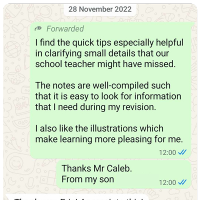 Screenshot of a WhatsApp testimonial POA Guide